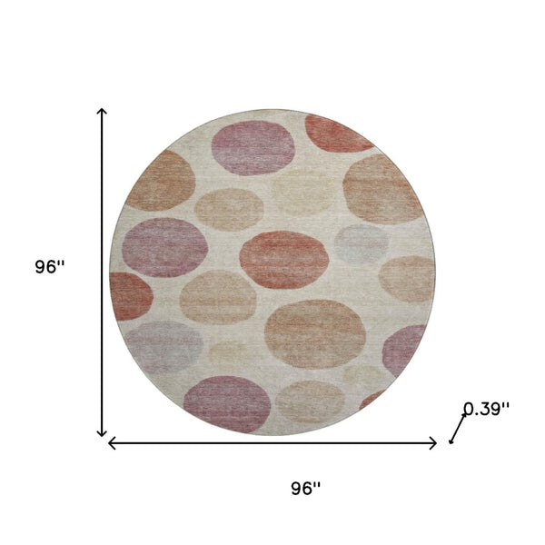 HomeRoots 8' X 10' Salmon & Ivory Geometric Area Rug - Washable, UV Protected, Perfect for High-Traffic Spaces 716837