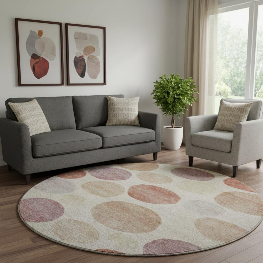 HomeRoots 8' X 10' Salmon & Ivory Geometric Area Rug - Washable, UV Protected, Perfect for High-Traffic Spaces 716837