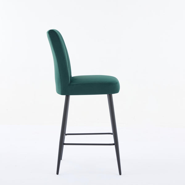 English Elm Adjustable Velvet Bar Chairs Set Of 2 – Stylish Green Upholstered Seating For Kitchen & Dining Spaces W3615P340681