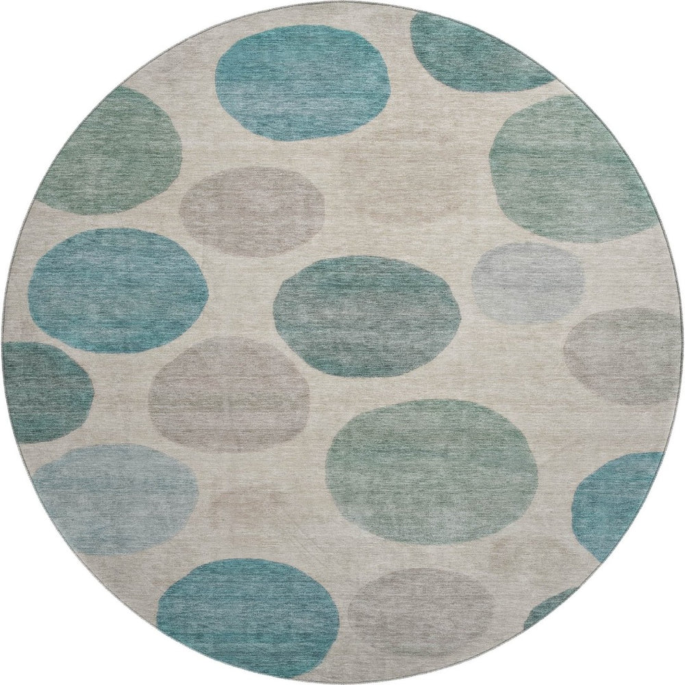 HomeRoots 8' X 10' Stylish Teal and Ivory Geometric Washable Area Rug with UV Protection for High Traffic Areas 716843