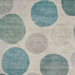 HomeRoots 9' X 12' Teal And Ivory Geometric Area Rug - Machine Washable, UV Protected, Family-Friendly Style 716844
