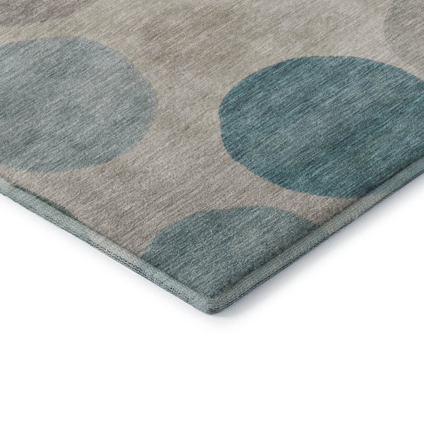 HomeRoots 9' X 12' Teal And Ivory Geometric Area Rug - Machine Washable, UV Protected, Family-Friendly Style 716844