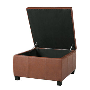 English Elm Richmond Faux Leather Lift Top Storage Ottoman with Mid Century Rosewood Legs N767P360604C