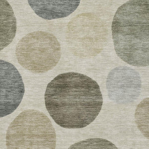 HomeRoots 8' Modern Taupe and Beige Geometric Washable Round Rug with UV Protection for Busy Homes 716848