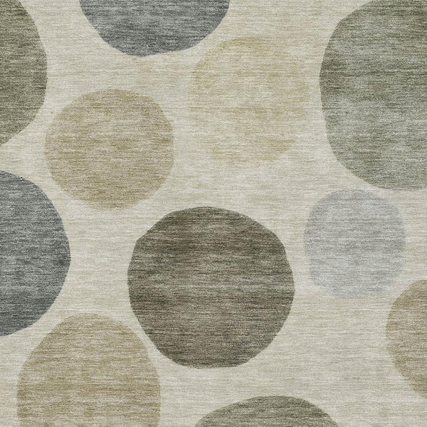 HomeRoots 8' Modern Taupe and Beige Geometric Washable Round Rug with UV Protection for Busy Homes 716848