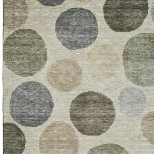 HomeRoots 9' X 12' Taupe and Beige Geometric Area Rug - Washable, UV Protected, Durable for Homes with Kids & Pets 716850