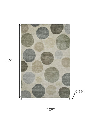 HomeRoots 9' X 12' Taupe and Beige Geometric Area Rug - Washable, UV Protected, Durable for Homes with Kids & Pets 716850