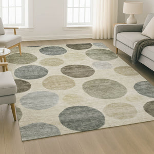 HomeRoots 9' X 12' Taupe and Beige Geometric Area Rug - Washable, UV Protected, Durable for Homes with Kids & Pets 716850