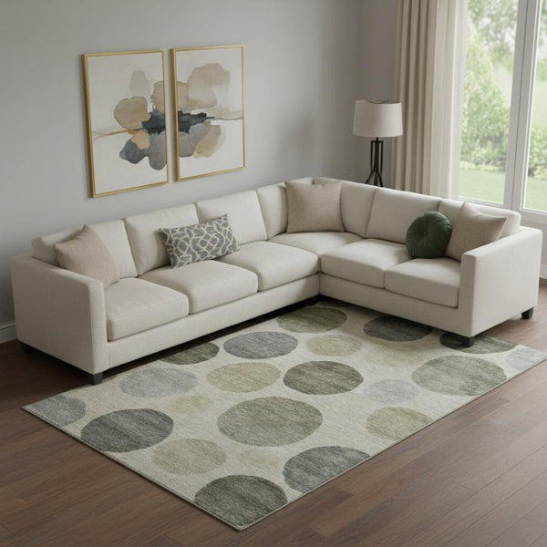 HomeRoots 9' X 12' Taupe and Beige Geometric Area Rug - Washable, UV Protected, Durable for Homes with Kids & Pets 716850
