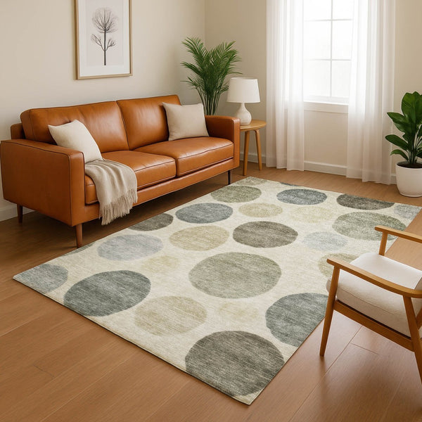 HomeRoots 10' X 14' Taupe and Beige Geometric Area Rug - Washable, UV-Protected, Stylish & Durable Design 716851