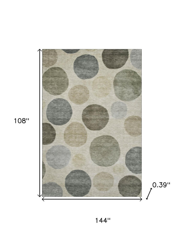 HomeRoots 10' X 14' Taupe and Beige Geometric Area Rug - Washable, UV-Protected, Stylish & Durable Design 716851