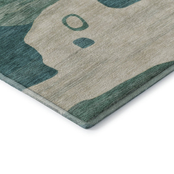 HomeRoots 9' X 12' Teal and Ivory Abstract Area Rug - Washable, UV Protected, Durable, Perfect for Families! 716862