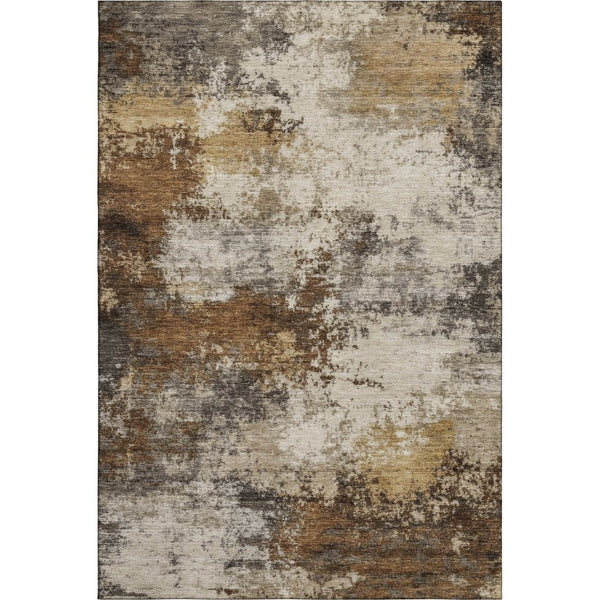 HomeRoots 5' X 8' Brown And Beige Abstract Area Rug - Durable, Washable, UV-Protected for All Spaces! 716865