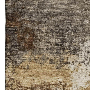 HomeRoots 5' X 8' Brown And Beige Abstract Area Rug - Durable, Washable, UV-Protected for All Spaces! 716865