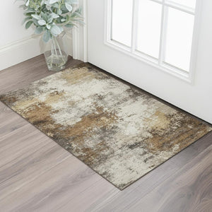 HomeRoots 5' X 8' Brown And Beige Abstract Area Rug - Durable, Washable, UV-Protected for All Spaces! 716865