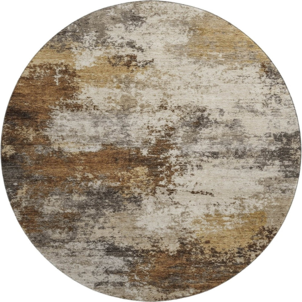 HomeRoots 8' X 10' Abstract Brown and Beige Washable Area Rug with Stain Resistance and UV Protection Features 716867