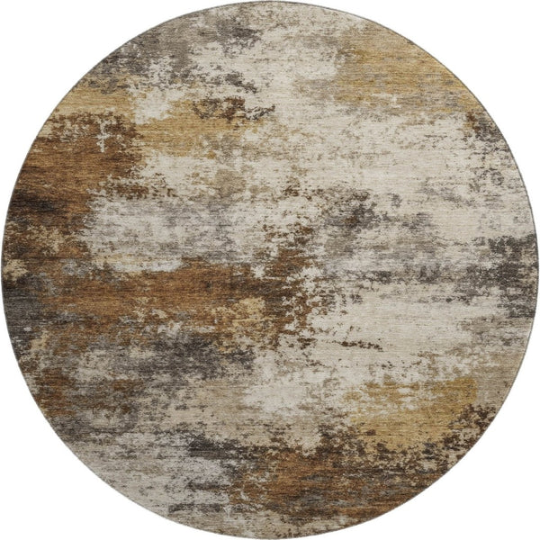 HomeRoots 8' X 10' Abstract Brown and Beige Washable Area Rug with Stain Resistance and UV Protection Features 716867