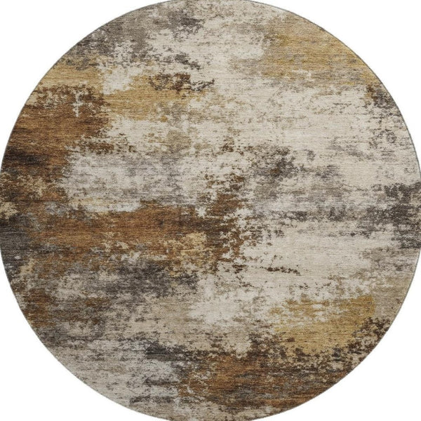 HomeRoots 8' X 10' Abstract Brown and Beige Washable Area Rug with Stain Resistance and UV Protection Features 716867