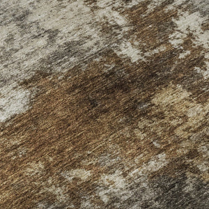 HomeRoots 8' X 10' Abstract Brown and Beige Washable Area Rug with Stain Resistance and UV Protection Features 716867