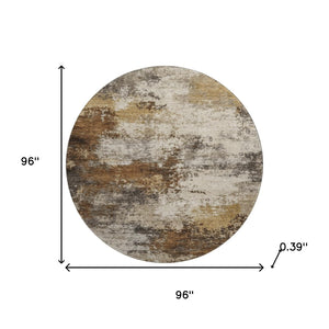 HomeRoots 8' X 10' Abstract Brown and Beige Washable Area Rug with Stain Resistance and UV Protection Features 716867