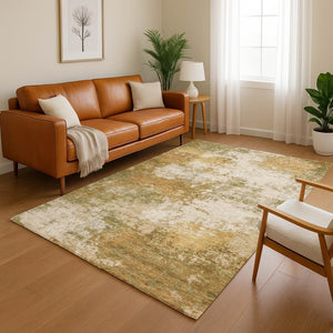 HomeRoots 5' X 8' Copper and Ivory Abstract Area Rug - Washable, UV Protected, Kid & Pet Friendly Design! 716871