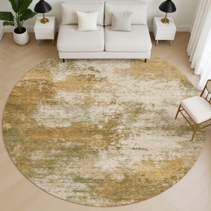 HomeRoots 8' X 10' Copper And Ivory Abstract Area Rug - Washable, UV-Resistant, Perfect for Busy Homes! 716873