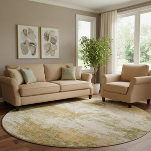 HomeRoots 8' X 10' Copper And Ivory Abstract Area Rug - Washable, UV-Resistant, Perfect for Busy Homes! 716873