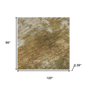 HomeRoots 9' X 12' Copper and Ivory Abstract Washable Area Rug with UV Protection for High-Traffic Spaces 716874