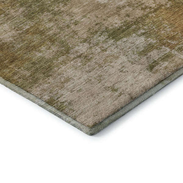 HomeRoots 9' X 12' Copper and Ivory Abstract Washable Area Rug with UV Protection for High-Traffic Spaces 716874