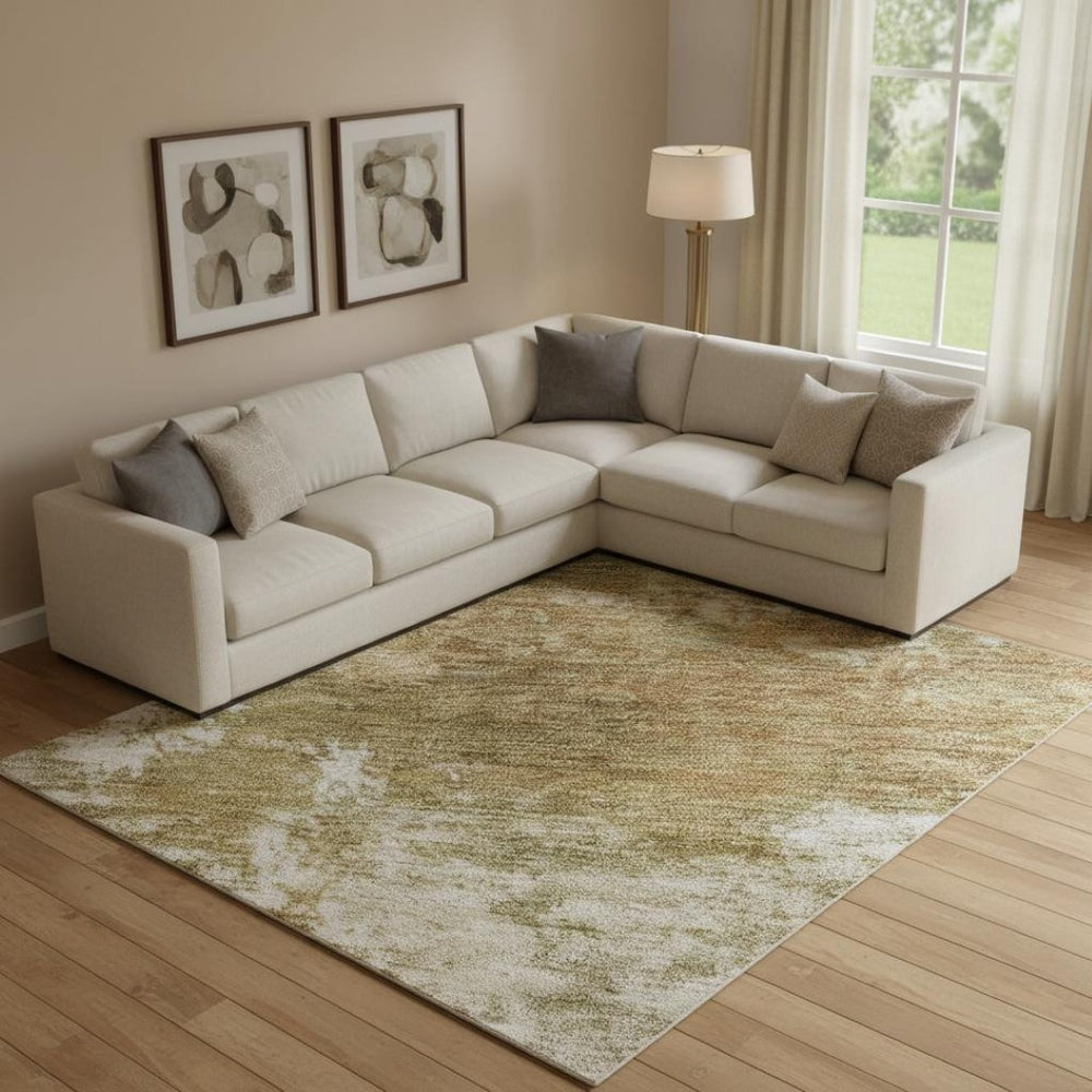 HomeRoots 10' X 14' Abstract Copper and Ivory Area Rug - Washable, Stain-Resistant, UV-Protected for Homes 716875