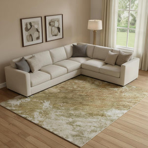 HomeRoots 10' X 14' Abstract Copper and Ivory Area Rug - Washable, Stain-Resistant, UV-Protected for Homes 716875
