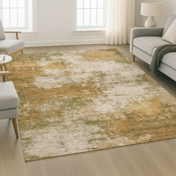 HomeRoots 10' X 14' Abstract Copper and Ivory Area Rug - Washable, Stain-Resistant, UV-Protected for Homes 716875