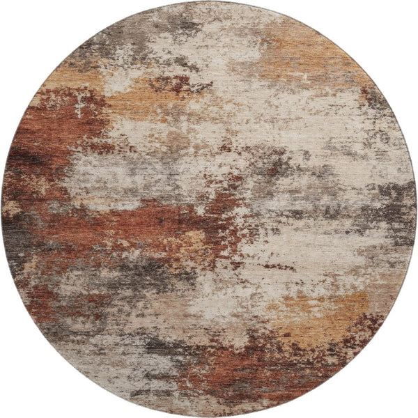 HomeRoots 8' X 10' Modern Abstract Area Rug in Rust & Beige - Washable, UV-Protected, Pet-Friendly Comfort 716879