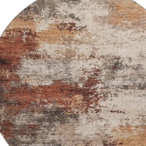 HomeRoots 8' X 10' Modern Abstract Area Rug in Rust & Beige - Washable, UV-Protected, Pet-Friendly Comfort 716879