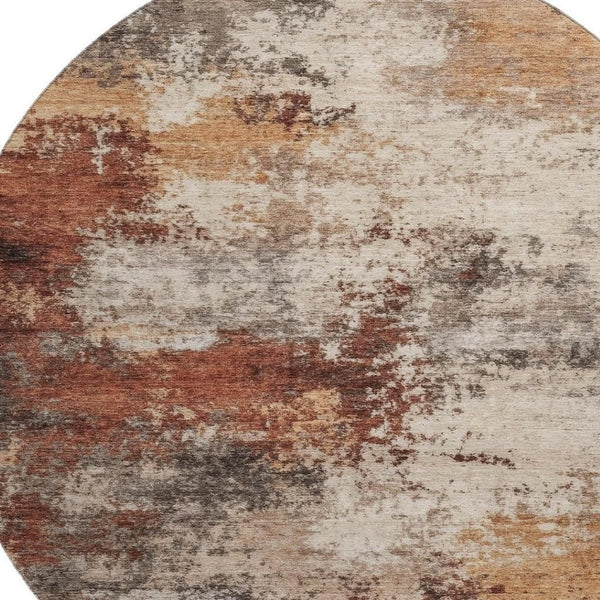 HomeRoots 8' X 10' Modern Abstract Area Rug in Rust & Beige - Washable, UV-Protected, Pet-Friendly Comfort 716879