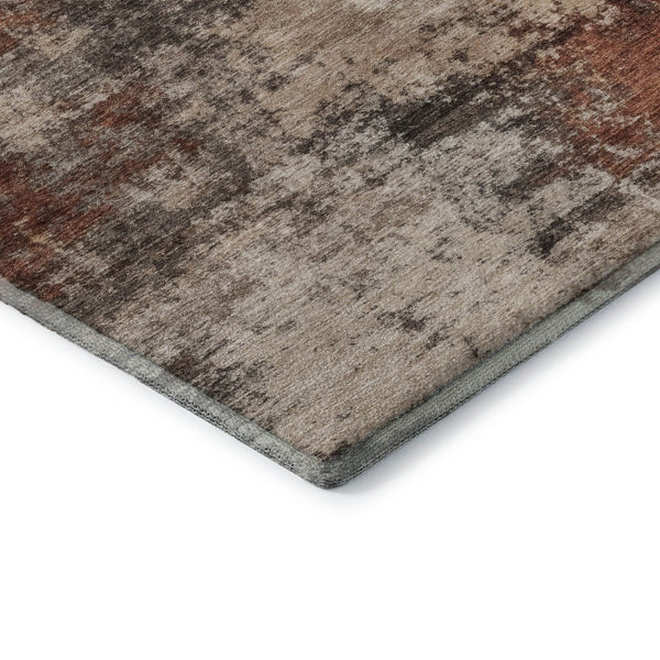 HomeRoots 8' X 10' Modern Abstract Area Rug in Rust & Beige - Washable, UV-Protected, Pet-Friendly Comfort 716879