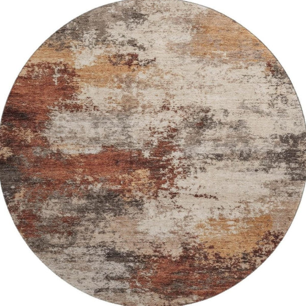 HomeRoots 8' X 10' Modern Abstract Area Rug in Rust & Beige - Washable, UV-Protected, Pet-Friendly Comfort 716879