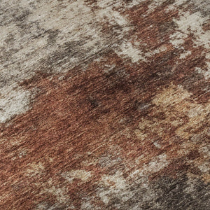 HomeRoots 8' X 10' Modern Abstract Area Rug in Rust & Beige - Washable, UV-Protected, Pet-Friendly Comfort 716879