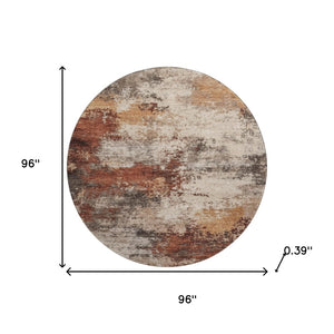 HomeRoots 8' X 10' Modern Abstract Area Rug in Rust & Beige - Washable, UV-Protected, Pet-Friendly Comfort 716879
