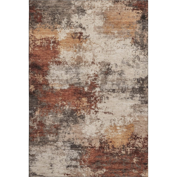 HomeRoots 9' X 12' Stylish Rust and Beige Abstract Area Rug - Washable, UV Protected, Perfect for Homes! 716880