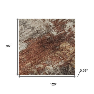 HomeRoots 9' X 12' Stylish Rust and Beige Abstract Area Rug - Washable, UV Protected, Perfect for Homes! 716880