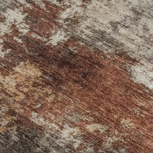 HomeRoots 9' X 12' Stylish Rust and Beige Abstract Area Rug - Washable, UV Protected, Perfect for Homes! 716880