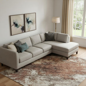 HomeRoots 10' X 14' Rust and Beige Abstract Area Rug – Washable, UV-Protected, Durable & Stylish for Any Room 716881