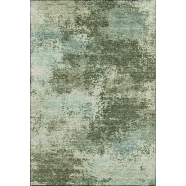 HomeRoots 5' X 8' Modern Sage and Fern Green Abstract Area Rug - Washable, UV-Protected, Durable Design 716883