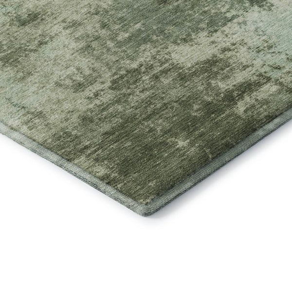 HomeRoots 5' X 8' Modern Sage and Fern Green Abstract Area Rug - Washable, UV-Protected, Durable Design 716883