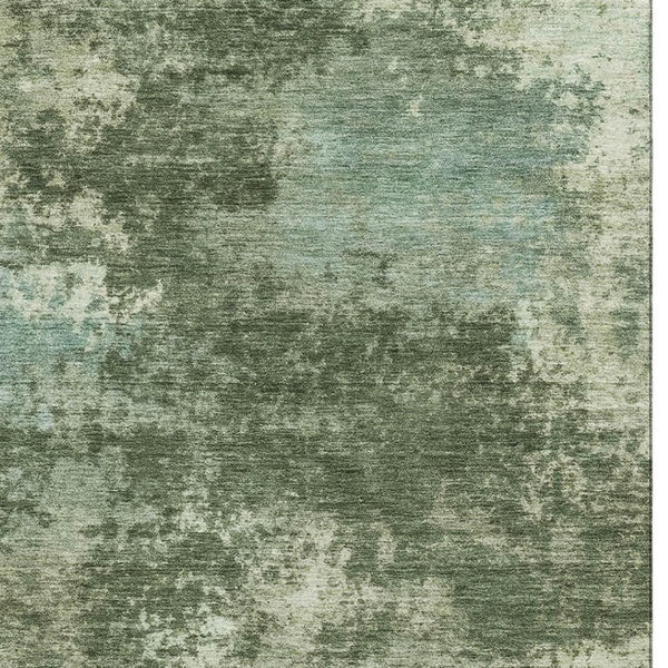 HomeRoots 5' X 8' Modern Sage and Fern Green Abstract Area Rug - Washable, UV-Protected, Durable Design 716883