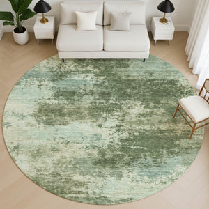 HomeRoots 8' X 10' Washable Sage & Fern Green Abstract Area Rug with UV Protection & Stain Resistance for Homes 716885