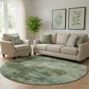 HomeRoots 8' X 10' Washable Sage & Fern Green Abstract Area Rug with UV Protection & Stain Resistance for Homes 716885