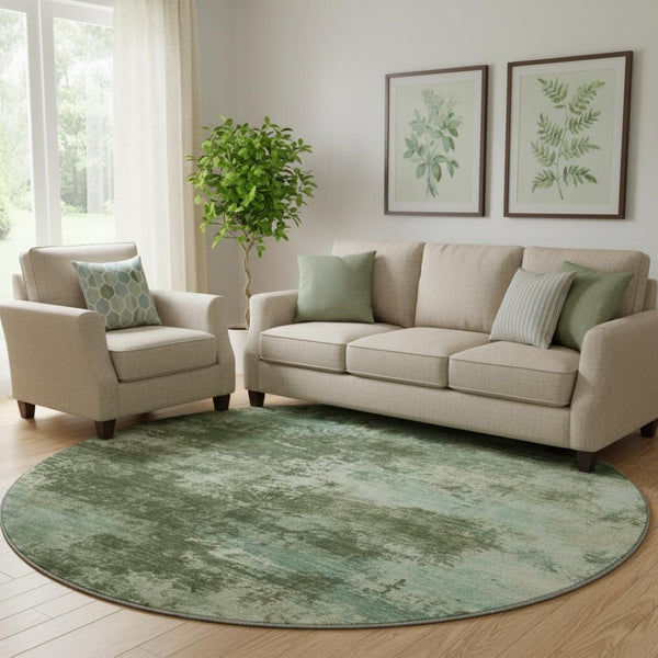 HomeRoots 8' X 10' Washable Sage & Fern Green Abstract Area Rug with UV Protection & Stain Resistance for Homes 716885