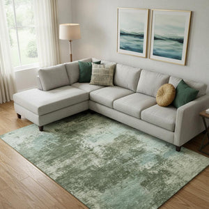 HomeRoots 10' X 14' Sage & Fern Green Abstract Area Rug - Washable, UV Protected, Durable & Stylish Design 716887